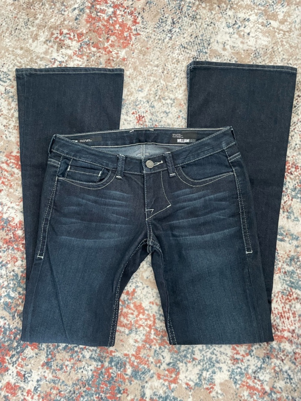 William Rast Dark Blue Women's Bootcut Jeans with Contrast Stitching - Picture 2 of 7